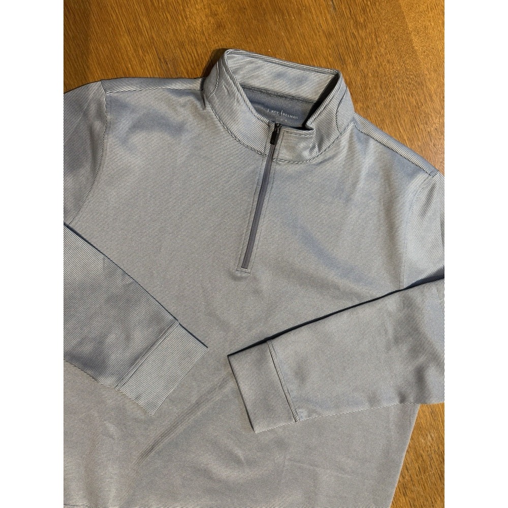 Hickey Freeman 1/4 Zip Pullover Mens XL Gray Striped Golf Performance Stretch